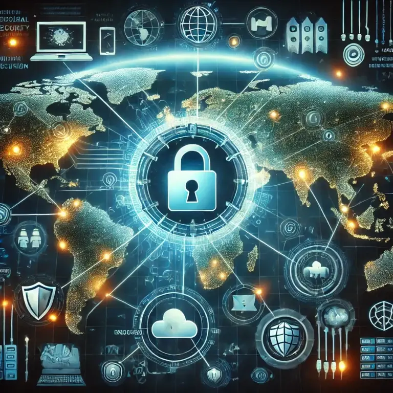 Image of a globe with a lock at the center, symbolizing global security for smart devices connected through a VPN.